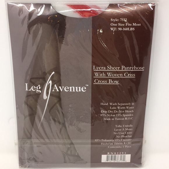 LEG AVENUE SHEER PANTYHOSE WITH RED BOW - Picture 2 of 3